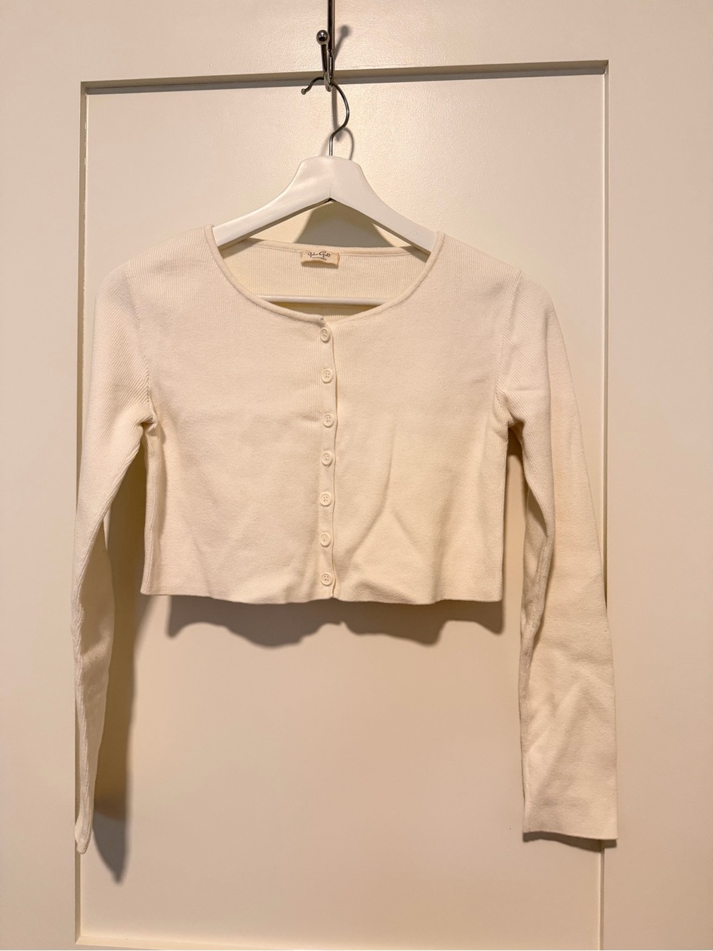 Cropped Cream Button-Front Cardigan Sweater